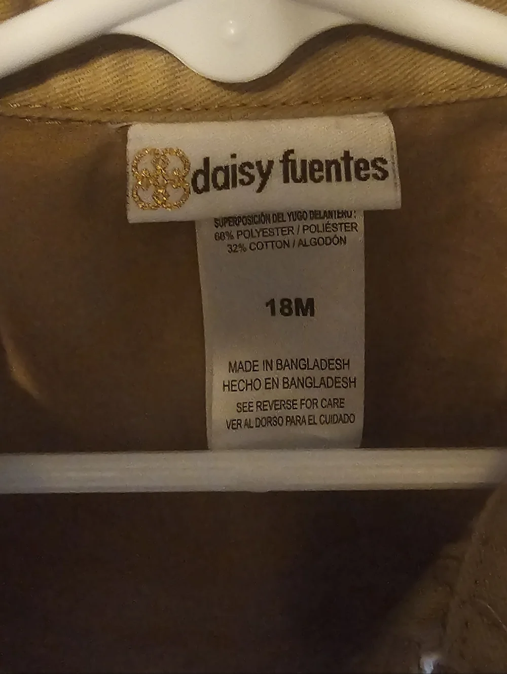 Daisy Fuentes Cropped Tan Jacket with Crochet Yoke